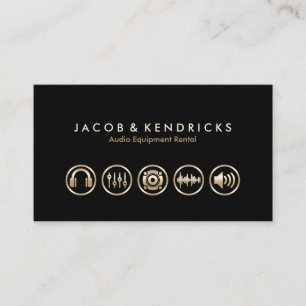 Audio Equipment Rental Gold Icons BusinessCard Business Card