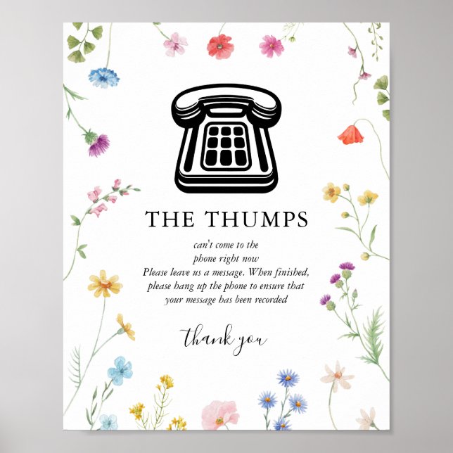 Audio Guest Book Wildflower Wedding Sign (Front)