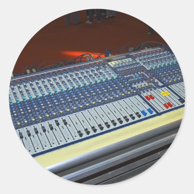 audio mixing console - sound board classic round sticker (Front)