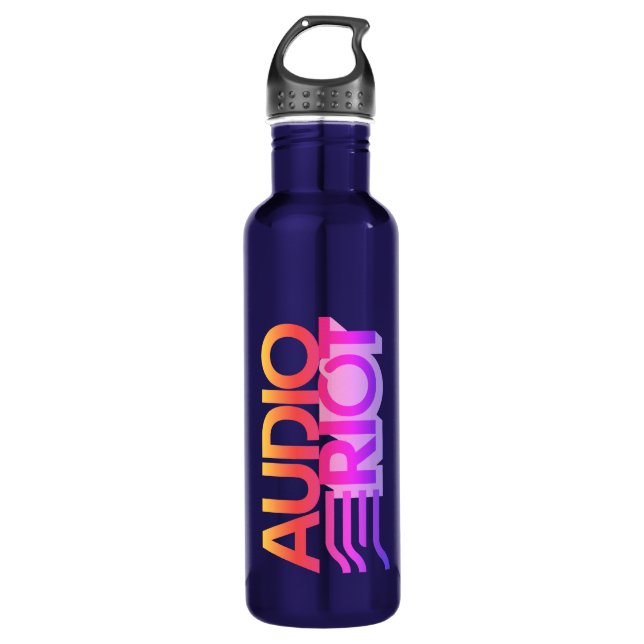 Audio Riot Dark Blue Stainless Water Bottle (Front)