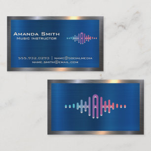Audio Sound Wave Logo   Metallic Business Card