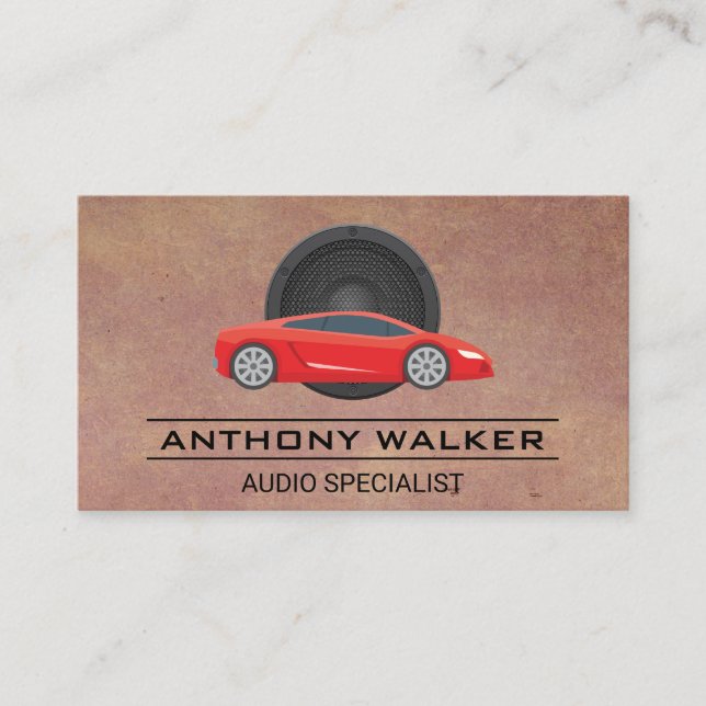 Audio Speakers | Red Sports Car Business Card (Front)