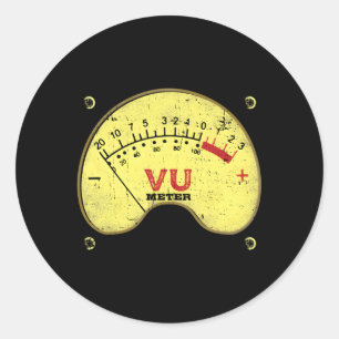 Audio Vu Meter Recording Engineers Classic Round Sticker