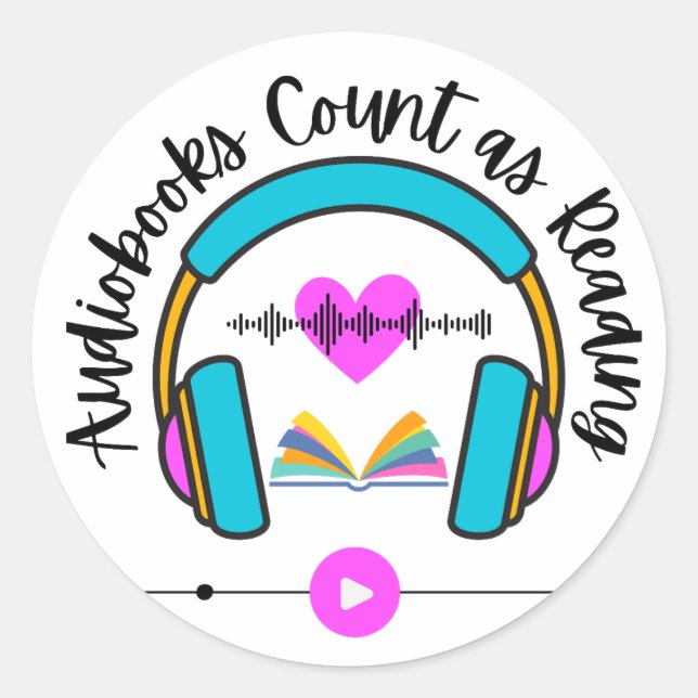 Audiobooks Count as Reading Classic Round Sticker (Front)