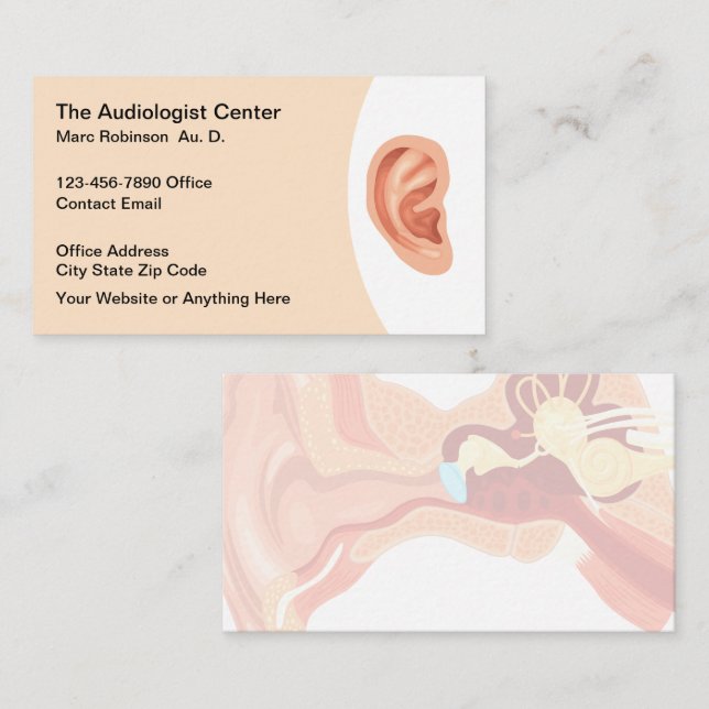 Audiologist And Otolaryngologist Business Cards (Front/Back)