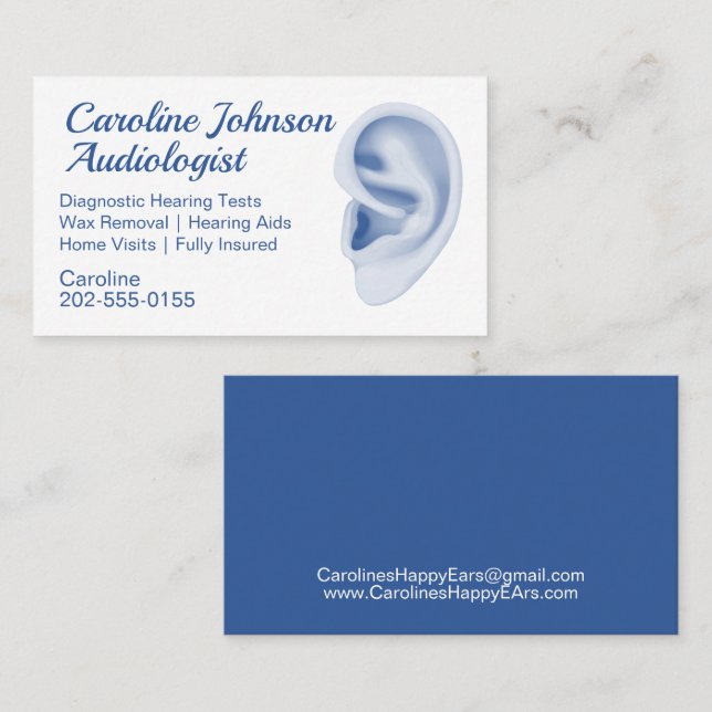 Audiologist Ear Care Wax Removal Business Card (Front/Back)