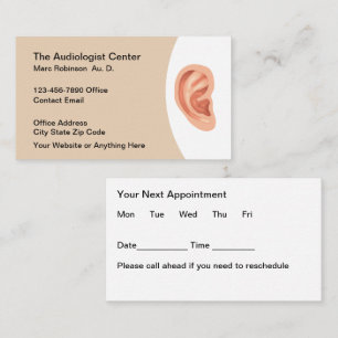 Audiologist Hearing Test Appointment Cards