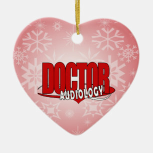 AUDIOLOGY  DOCTOR AUDIOLOGIST BIG RED LOGO CERAMIC TREE DECORATION