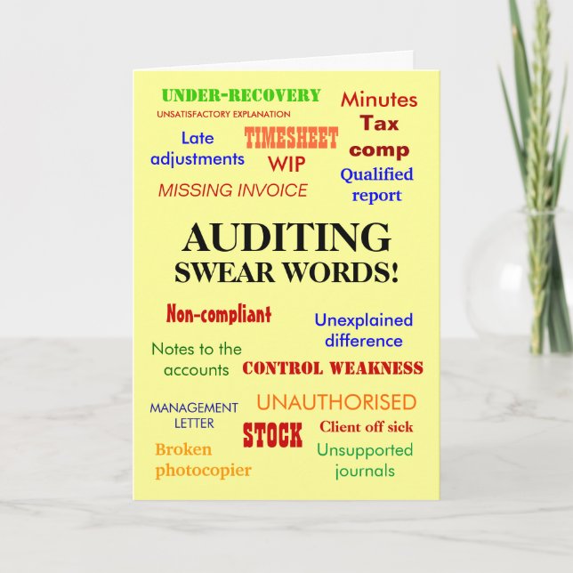 Auditing Swear Words Whacky Joke Auditor Birthday Card (Front)
