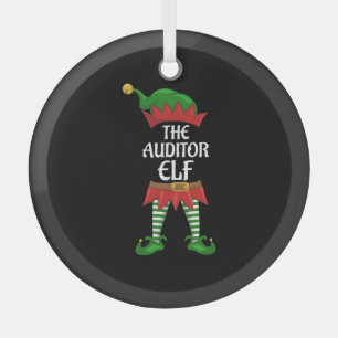 Auditor Elf Family Matching Group Christmas Party Glass Tree Decoration