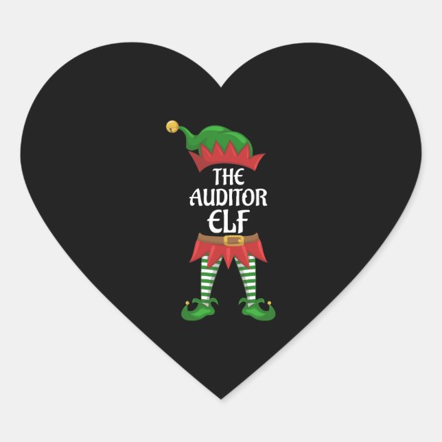 Auditor Elf Family Matching Group Christmas Party Heart Sticker (Front)