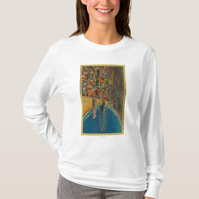 Auditorium, Beach, and Rainbow Pier T-Shirt (Front)