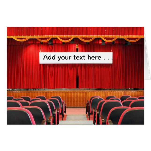 Auditorium with Red Curtains and Banner (Front Horizontal)