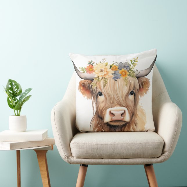 Audrey Cow 20x20 Throw Pillow (Chair)