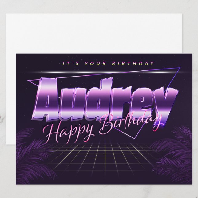 Audrey Name First name pura retro card Birthday (Front/Back)