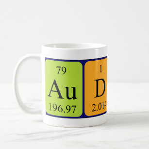 Audrey periodic table name mug