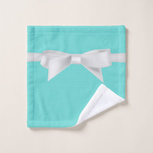 Audrey Teal White Bow Modern Glam Bath Towel Set