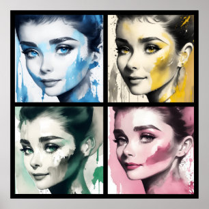 Audrey watercolor 4/4 all in one poster