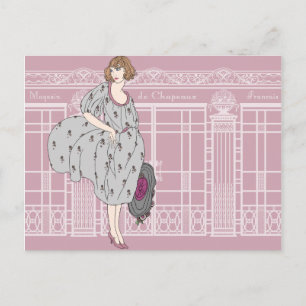 Audrey's Parisian Hat Shop - French Art Deco Postcard