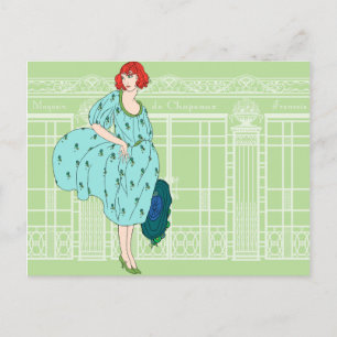 Audrey's Parisian Hat Shop - French Art Deco Postcard