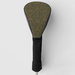 Audsley Vintage Gold Lily Crown Green Damask Art Golf Head Cover
