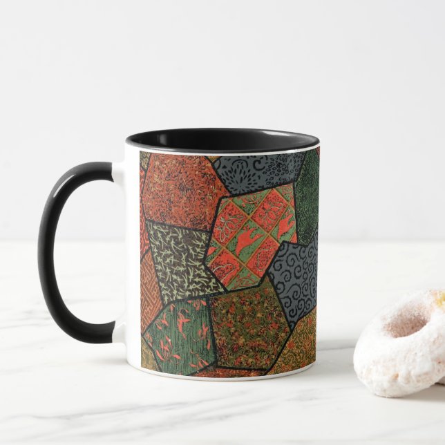 Audsley Vintage Japanese Patchwork  Mug (With Donut)