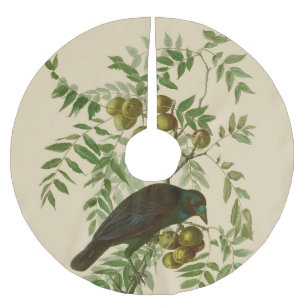 Audubon American Crow Black Bird Brushed Polyester Tree Skirt