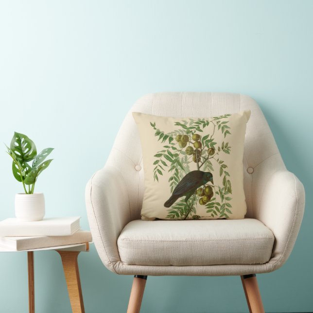 Audubon American Crow Black Bird Cushion (Chair)