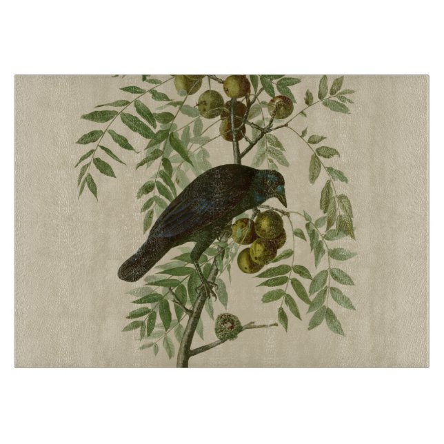 Audubon American Crow Black Bird Cutting Board (Front)