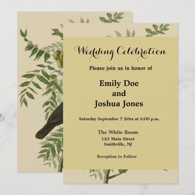 Audubon American Crow Black Bird Invitation (Front/Back)