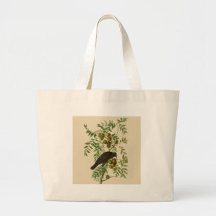 Audubon American Crow Black Bird Large Tote Bag
