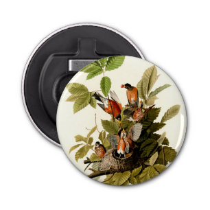 Audubon American Robin Wildlife Bird Illustration Bottle Opener