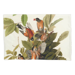 Audubon American Robin Wildlife Bird Illustration Pillowcase