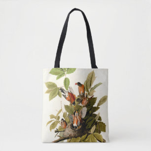 Audubon American Robin Wildlife Bird Illustration Tote Bag