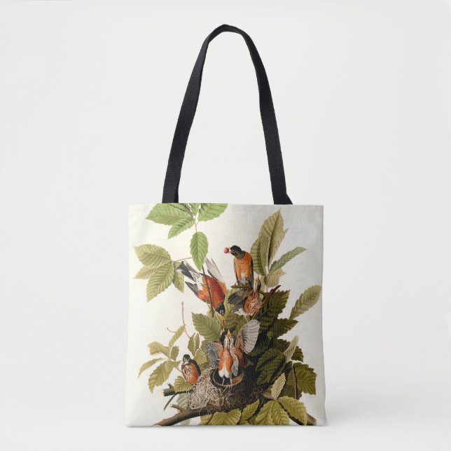Audubon American Robin Wildlife Bird Illustration Tote Bag (Front)