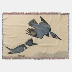 Audubon Belted Kingfisher Wildlife Bird Throw Blanket