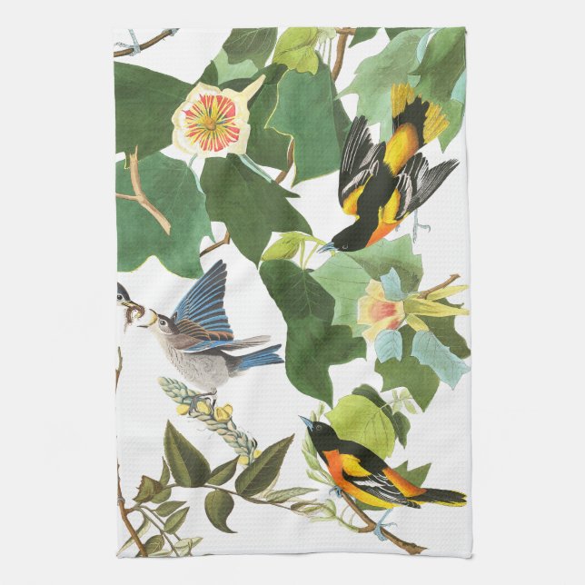 Audubon Bird Animal Wildlife Floral Kitchen Towels (Vertical)