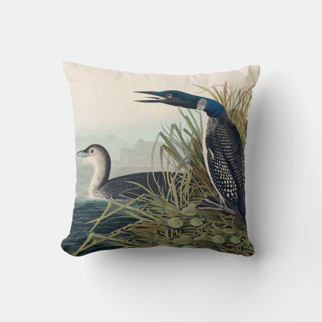 Audubon Bird Loon Diver Classic Cushion (Front)