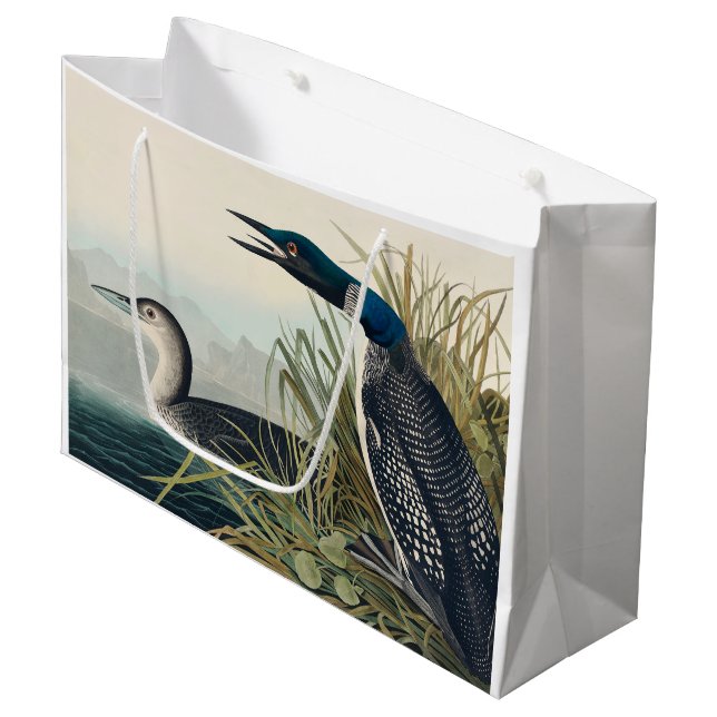 Audubon Bird Loon Diver Classic Large Gift Bag (Front Angled)