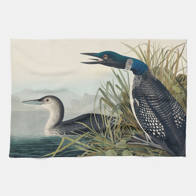 Audubon Bird Loon Diver Classic Tea Towel (Horizontal)