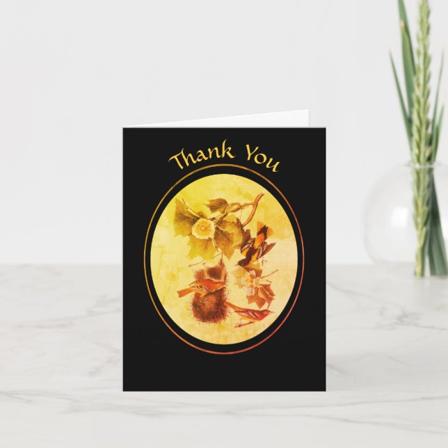 Audubon Birds Orioles Personalised Thank You Card (Front)