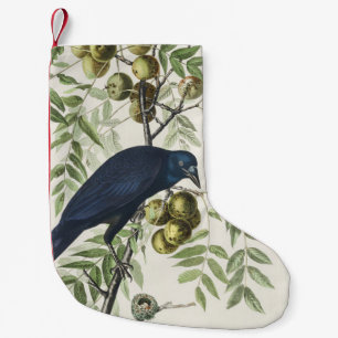 Audubon Black Crow American Bird Illustration Small Christmas Stocking
