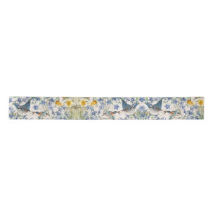 Audubon Blue Bird Starflower Flowers Ribbon Satin Ribbon