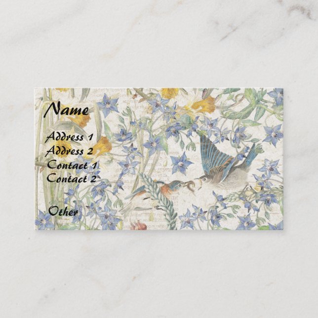 Audubon Bluebird Birds Flowers Business Cards (Front)
