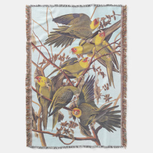 Audubon Carolina Parakeet Flock Throw Blanket