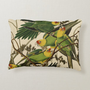 Audubon Carolina Parrot Bird illustration Decorative Cushion