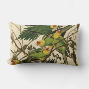 Audubon Carolina Parrot Bird illustration Lumbar Cushion