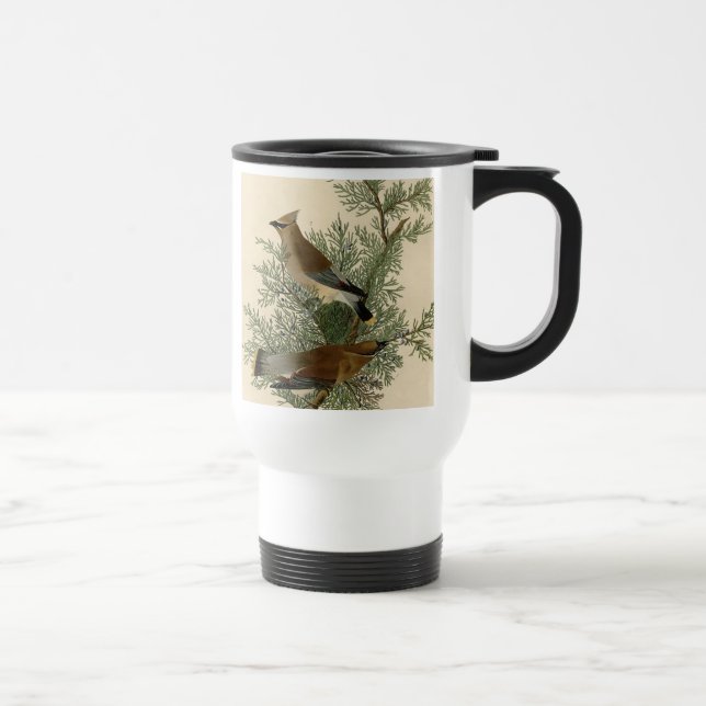 Audubon Cedar Waxwing Bird Travel Mug (Right)