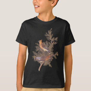 Audubon Cedar Waxwing Birds on Evergreen Juniper T-Shirt