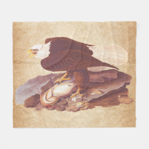 Audubon Classic Bald Eagle with Fresh Catch Fish Fleece Blanket